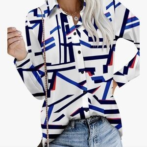 Abstract Design Button down Blouse.